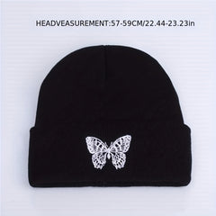 Butterfly Embroidery Beanie Unisex Warm Elastic Skull Cap