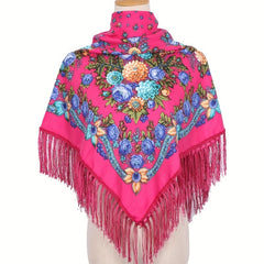Flower Printed Square Scarf Warm Shawl Muslin Hijab