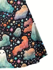 Halloween Ghost & Star Print V Neck Cami Top