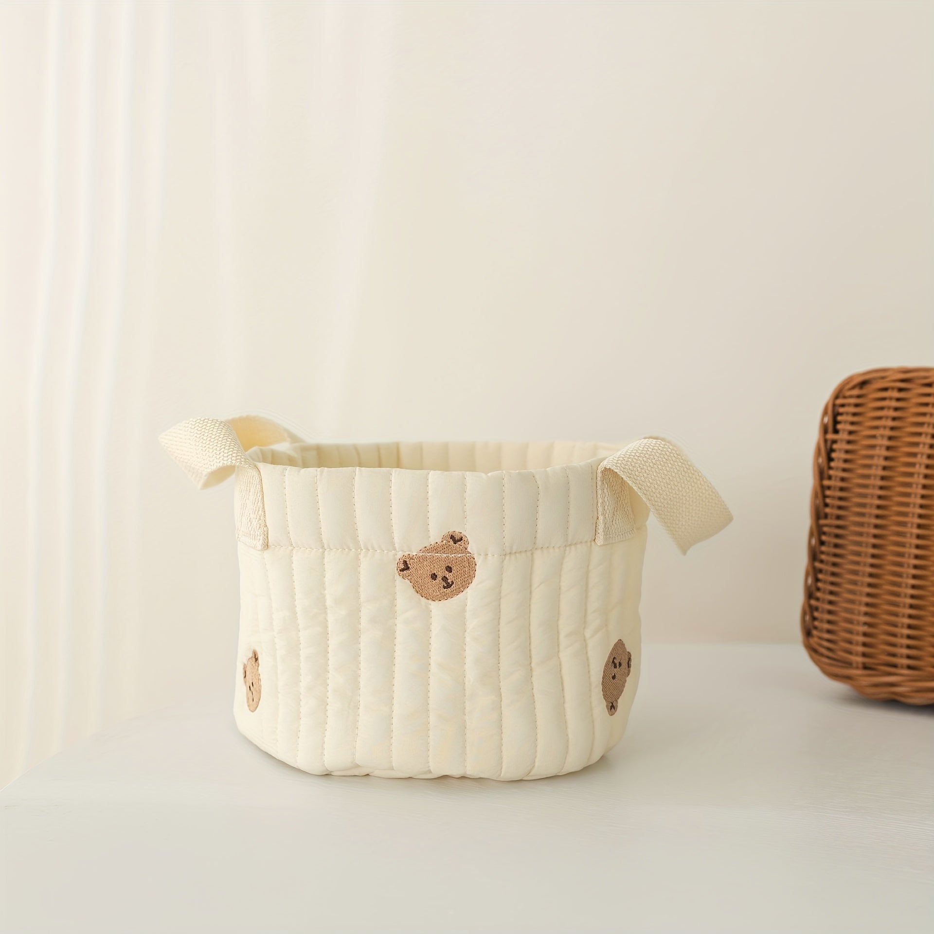 Embroidered Bears Rabbits & Dinosaurs Storage Basket