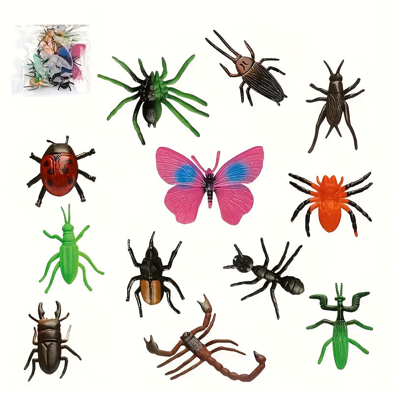 12pcs Mini Insect Animal Set Simulation Educational Puzzle Novelty Toy