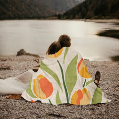 Tulip Floral Print Flannel Blanket Soft Warm Winter Throw