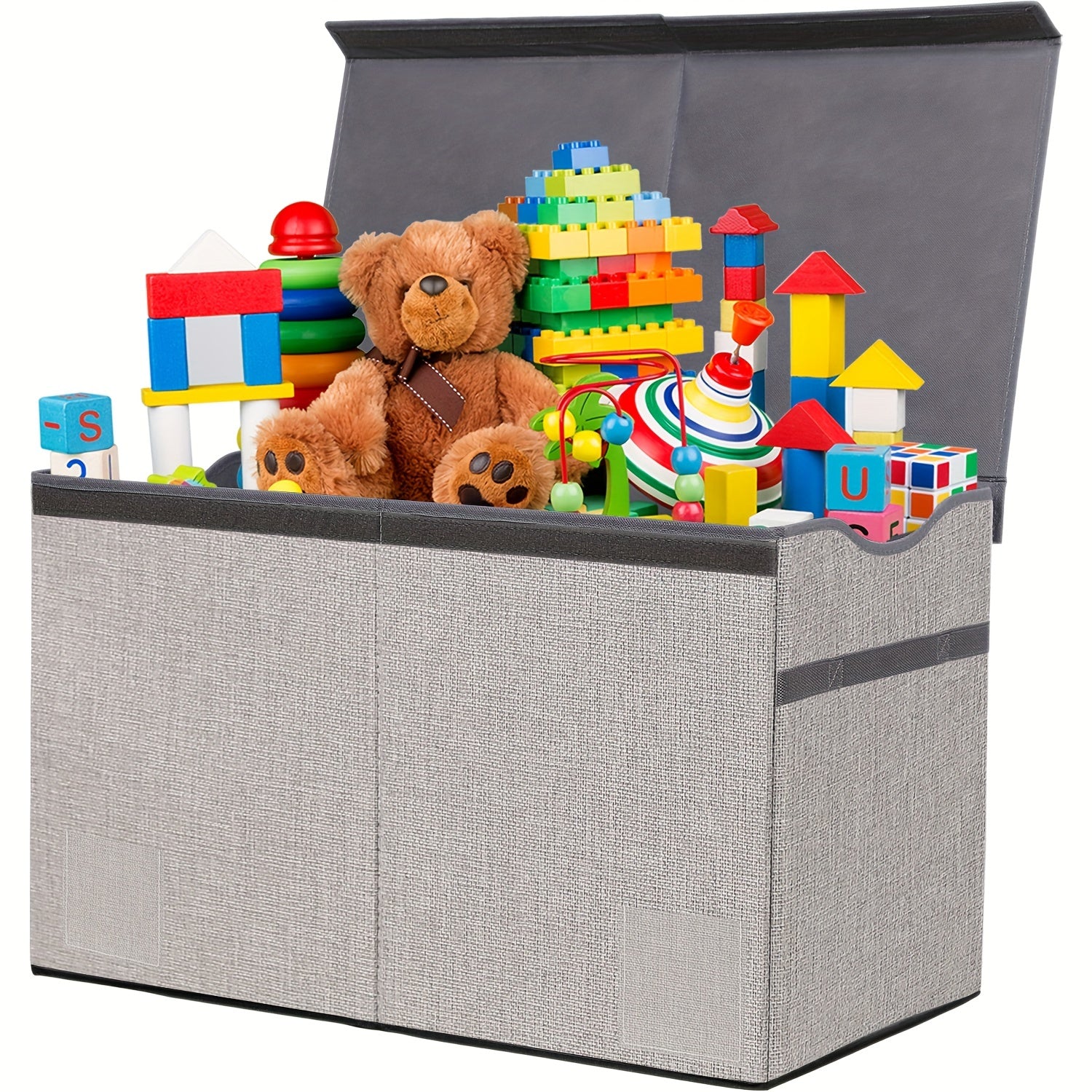 Extra Large Kids Toy Organizer Collapsible Grey Storage Bin