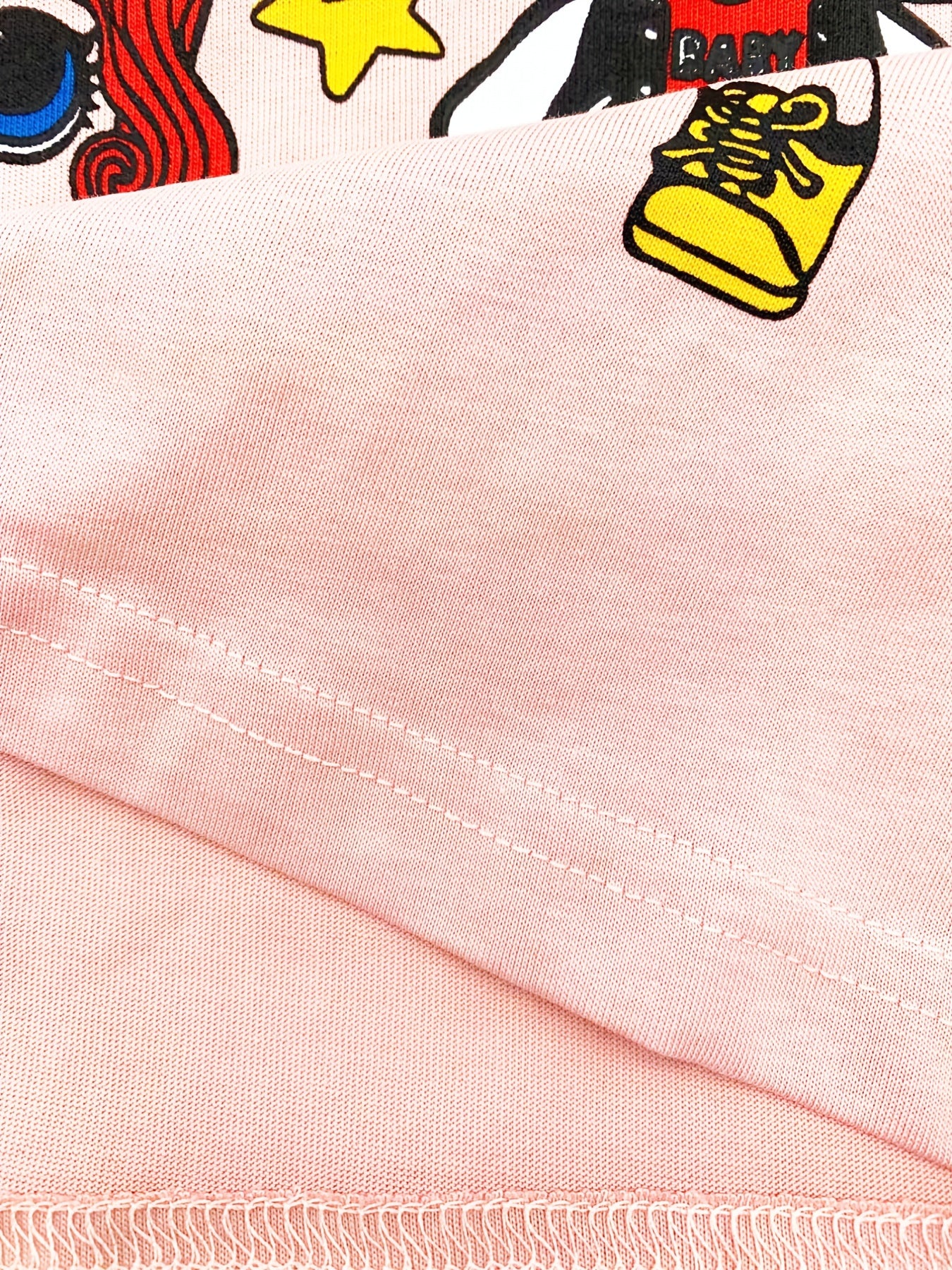 Girls Cotton Pajamas Set Cartoon Print Long Sleeve Top Matching Pants
