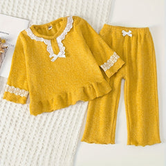 Toddler Fleece Pajamas 2pcs Top & Pants Set Flannel PJ Set Girl's Louangewear