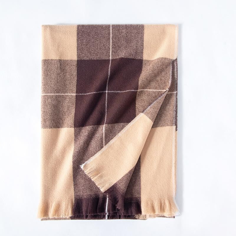Cashmere Scarf Shawl Women's Plaid Thick Warm Scarf