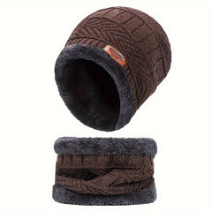 Winter Warm Beanie Hat & Scarf Set Thickened Knitted Hat For Men And Women