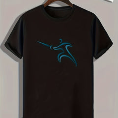 Fencer Print Men's Comfy Tshirt Active Stretch Tee For Summer