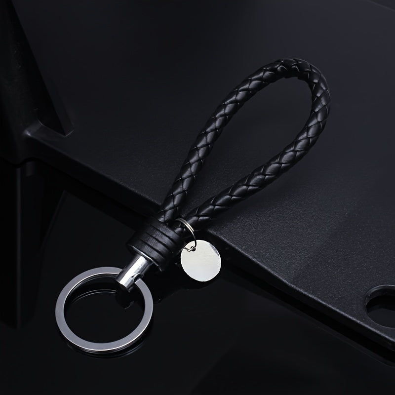 Leather Car Key Chain Woven Creative Key Chain Lanyard Gift