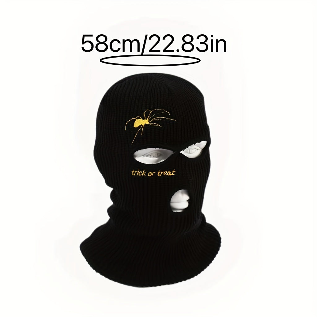 Spider Embroidery Balaclava Hat Ski Knitted Hat