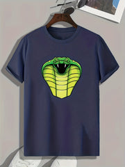 Snake Pattern Print Men's Comfy Sports T-shirt