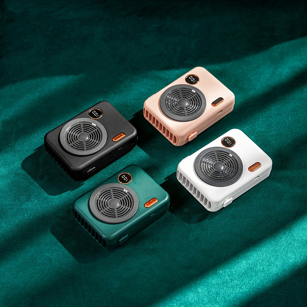 Portable Neck Camera Fan with Digital Display