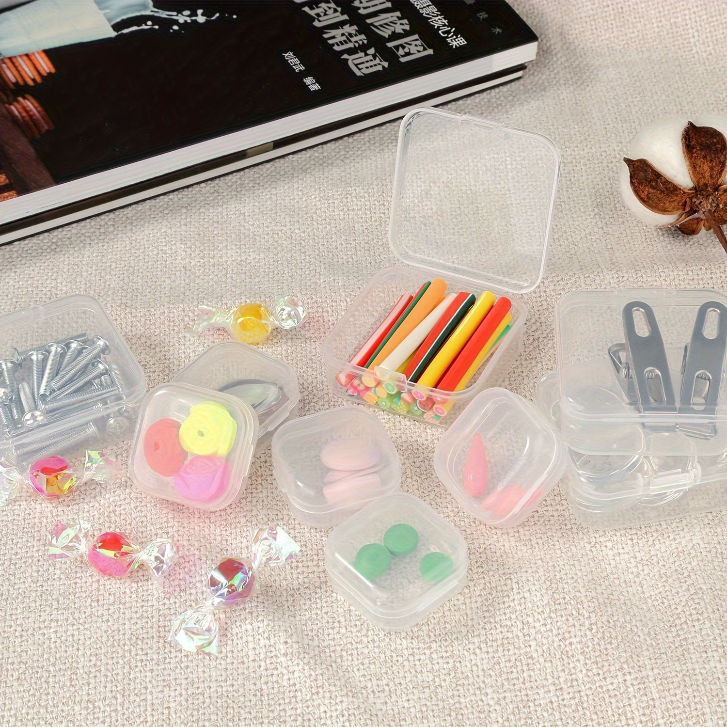 12pcs Clear Storage Box Beads Container Case Organizer