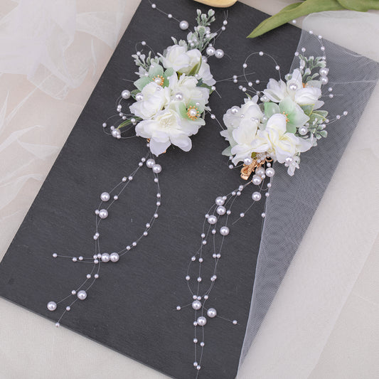 2pcs Flower & Tassel Hair Clip Faux Pearl Barrette Headwear