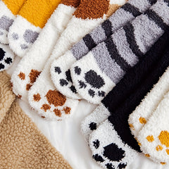 5 Pairs Cat Claw Socks Warm & Fuzzy Women's Stockings