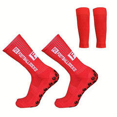 Anti Skid Silicone Football Socks Set Breathable Sweat Absorbent Mid Calf Socks