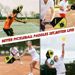 Pickleball Racket Set with Paddles, Balls, Sweatbands, and Ball Pickers