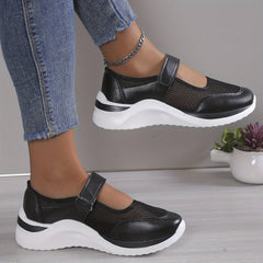 Women's Wedge Mesh Casual Shoes Solid Hook And Loop Shoes