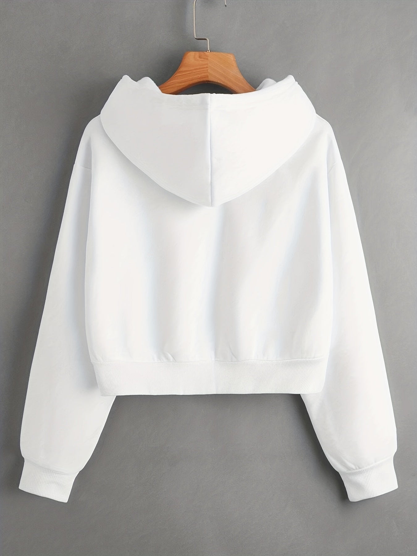 Solid Drawstring Hoodies Casual Long Sleeve Sweatshirt