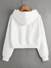 Solid Drawstring Hoodies Casual Long Sleeve Sweatshirt