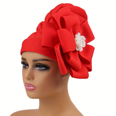 Plate Flower Turban Cap French Style Head Wrap Elastic Beanie Chemo Hats