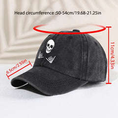 Kids Sunshade Distressed Baseball Cap With Skull Print