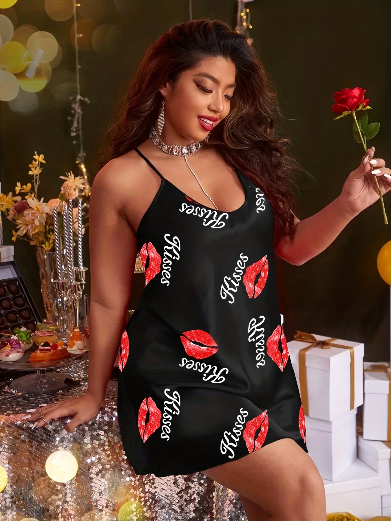 Sexy Nightdress Women's Plus Silk Satin Cami Sleep Dress