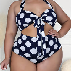Polka Dot Bikini Set Halter Neck Tie Swimsuit