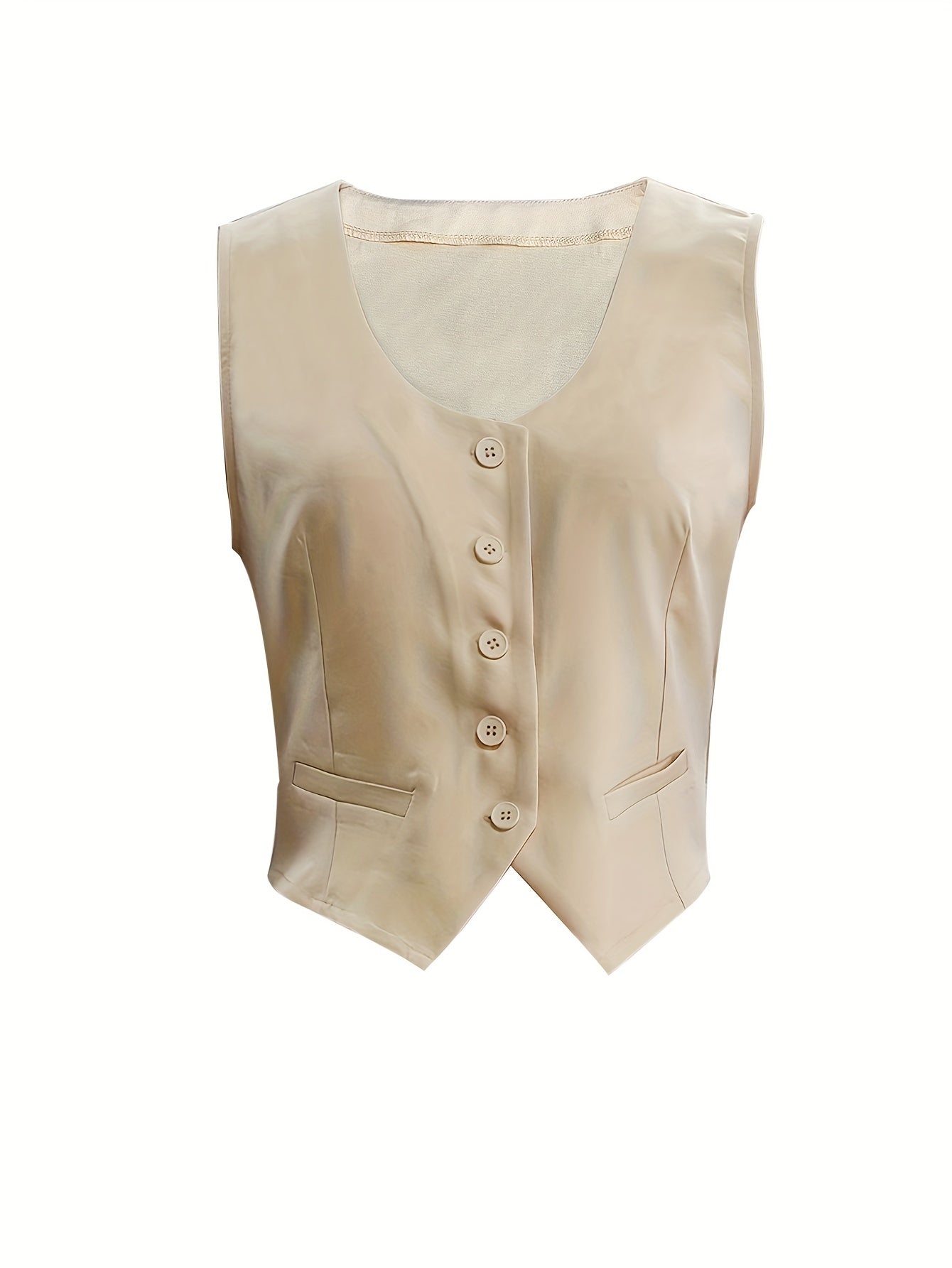 Preppy Solid Two-piece Set Sleeveless Vest & Pleated Shorts