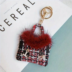 Mini Fur Bag Keychain Keyring Backpack Handbag Purse Pendant Accessories