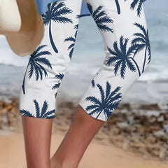 Plant Print Capris Leggings for Women