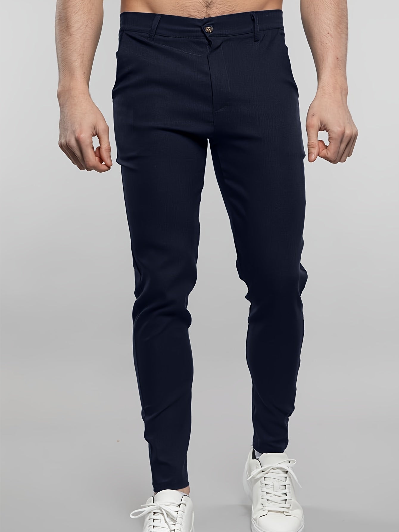 Men's Casual Slim Fit Pants in Solid Color