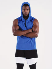Men's Quick Dry Hooded Sleeveless Shirt For Workout Athletic