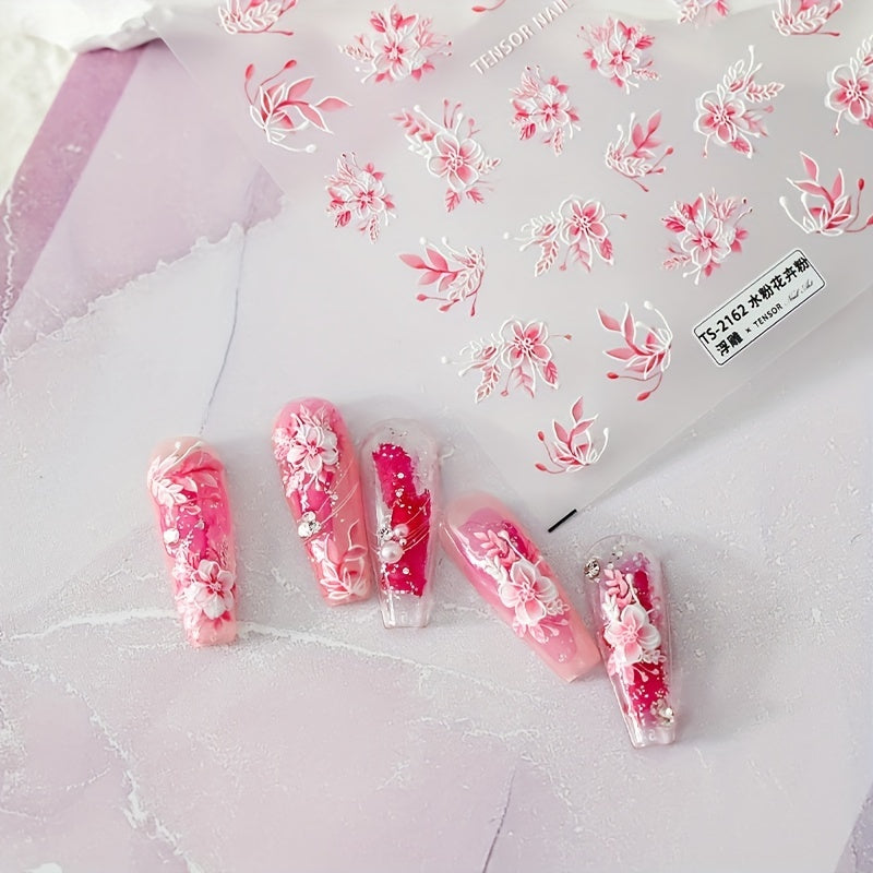 5D Embossed Flower Nail Stickers for Acrylic Nails - Easy Nail Art