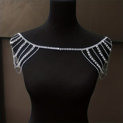 Boho Rhinestone Shoulder Chain Crystal Tassel Body Chain Jewelry