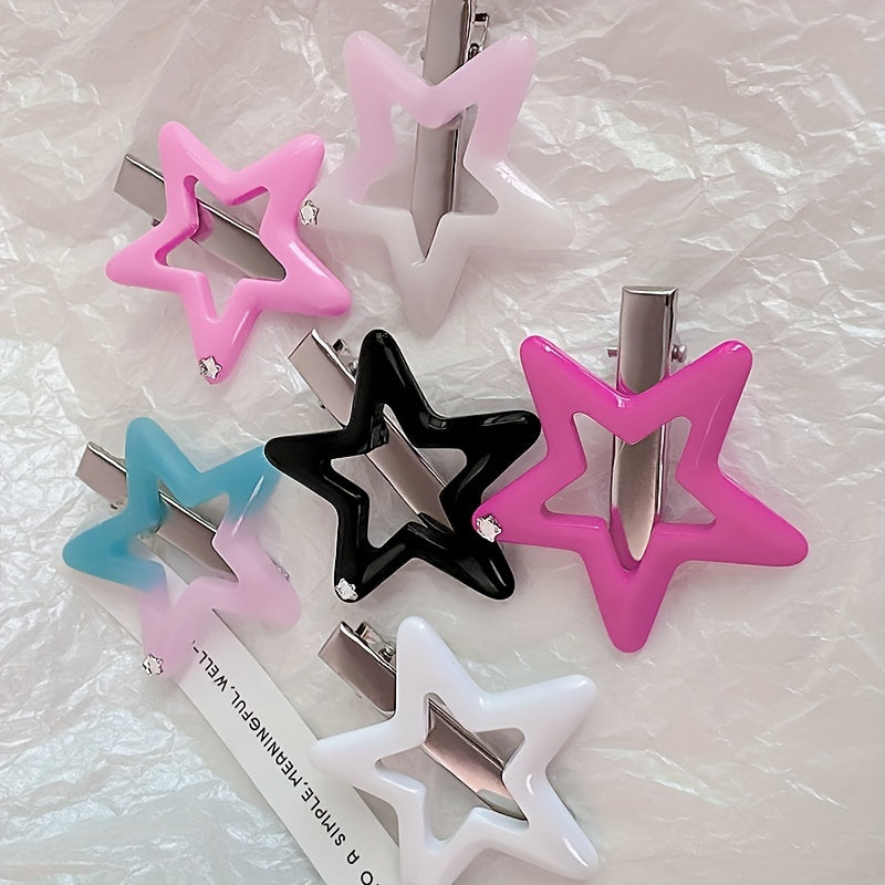 6pcs Star Hair Clips Decorative Hair Accessories for Girls