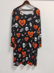 Halloween Dress Women's Skull & Heart Pumpkin Print Tee