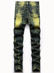 Boys Ripped Tie Dye Jeans Slim Fit Denim Pants