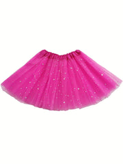 2pcs Girls Golden Stars Dancing Skirts Set for Kids Party