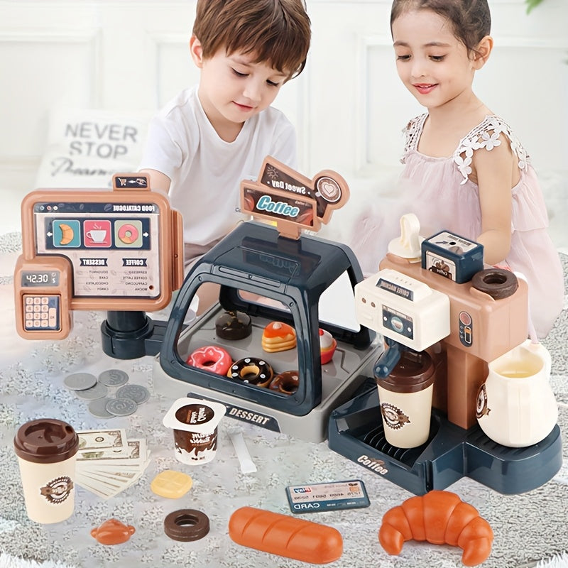 Kids Supermarket Cashier Play Set Coffee Shop Toy