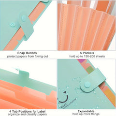 Accordion Folder Letter Size 5 Pocket Folders Jade Stone
