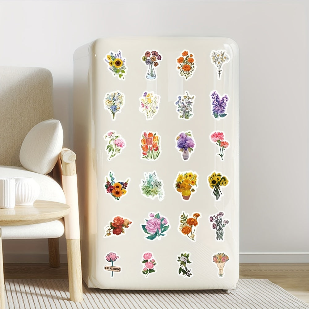 103pcs Flower Series Stickers Water Cup Decoration Waterproof DIY