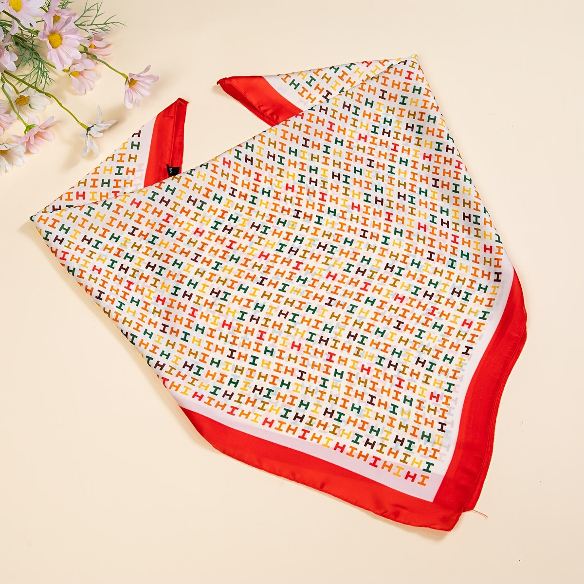 Bandana Scarf Head Wrap Decorative H Pattern Lady Square Scarf Headband
