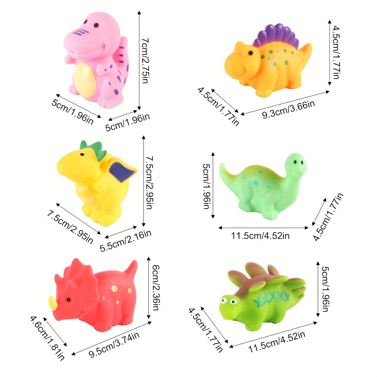 6 Pcs Dinosaur Bath Toys for Toddlers No Hole No Mold Bath Toys