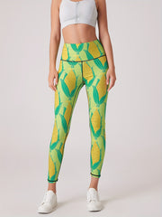Corn Print High Waist Yoga Leggings Quick Drying Cropped Pants