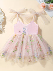 Toddler Girls Lace Up Princess Dress With Floral Embroidery