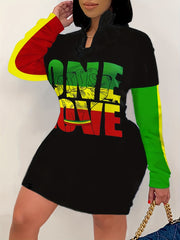 Casual Dress Women's Plus Funny Fist & Letter Print