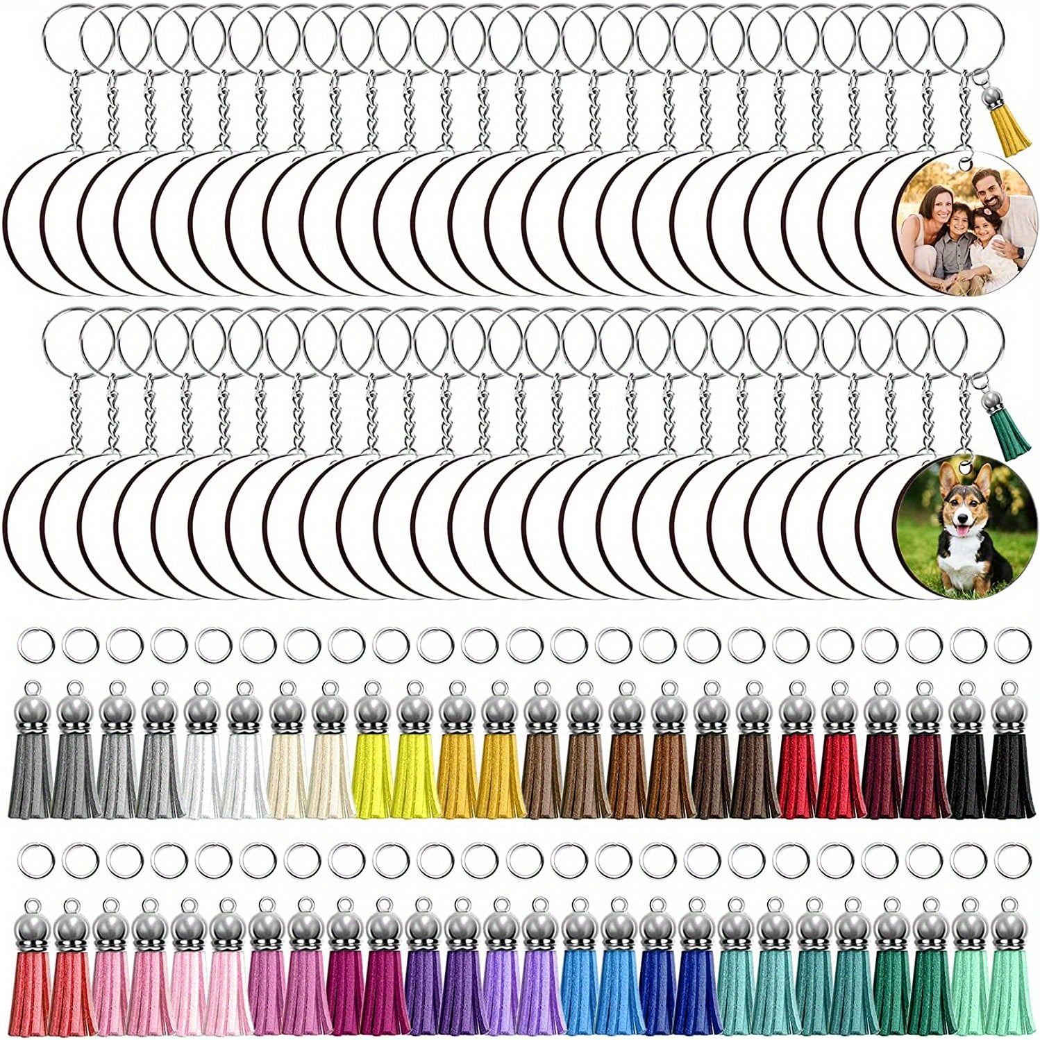 250PCS Sublimation Blank Leather Keychain with Tassel