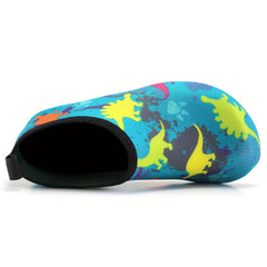 Kids Dinosaur Print Water Shoes, Quick Drying Aqua Shoes