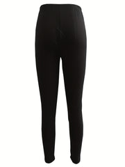 Solid High Waist Skinny Leggings Casual Stretchy Cropped Leggings